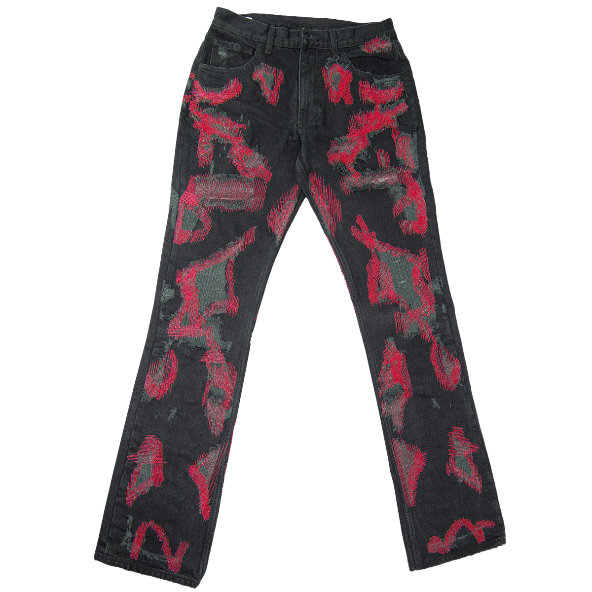 LESS BLACK/RED DENIM