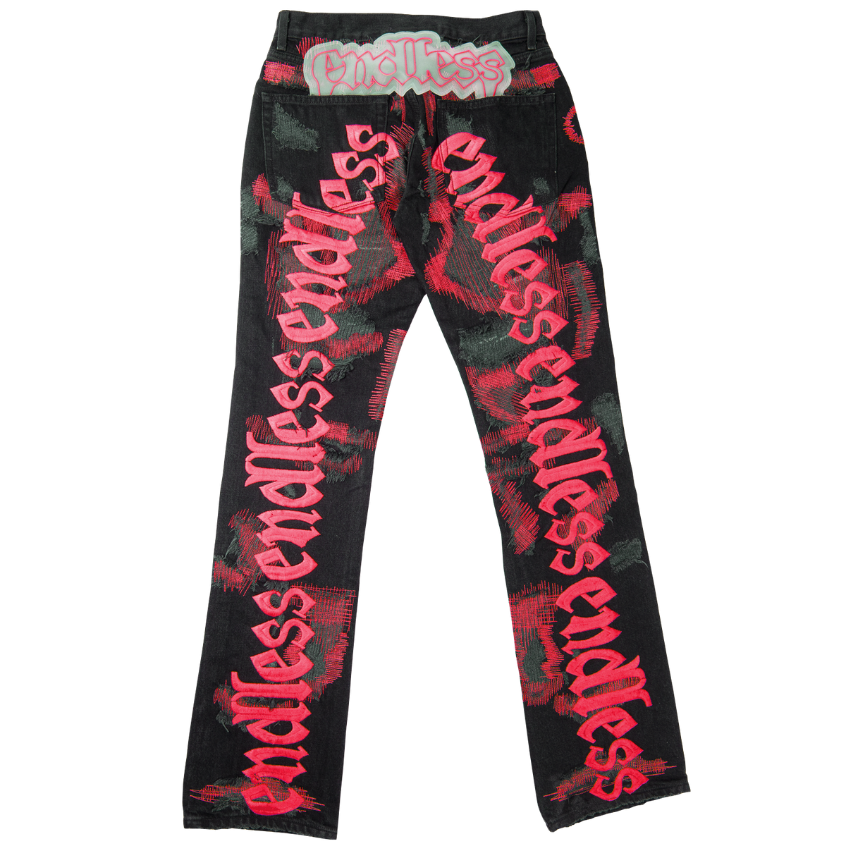 LESS BLACK/RED DENIM
